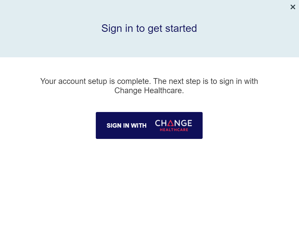 Step 10: Sign in with Change Healthcare button to login.